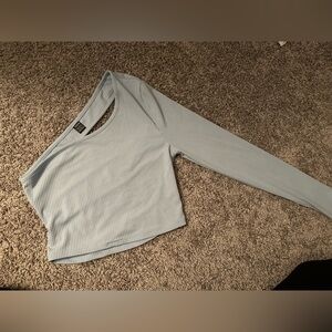 Light Blue Ribbed Long Sleeve Top